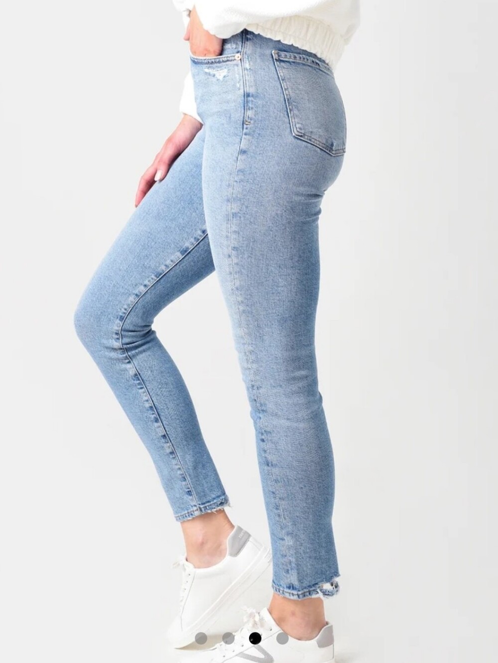 Citizens Of Humanity Olivia Slim Straight Ankle Jeans Distressed Hem Size 26
